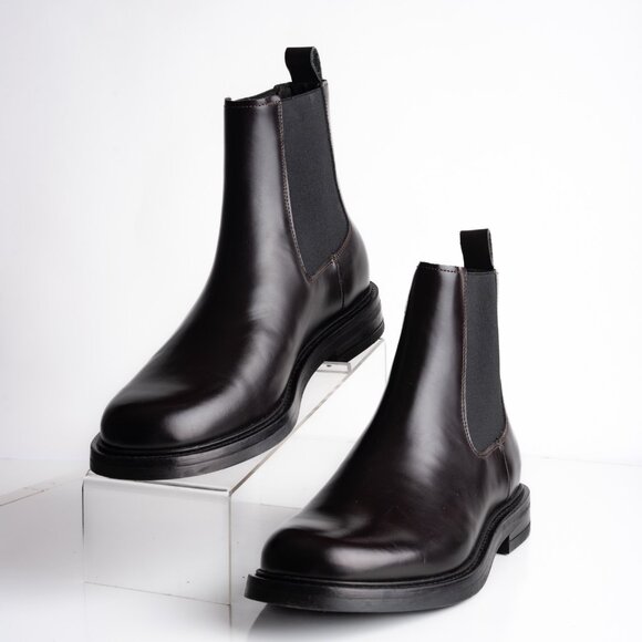 Massimo Dutti Mens Leather Ankle Boots Brown Chelsea US 8 EU 41 NWOT - Picture 1 of 8